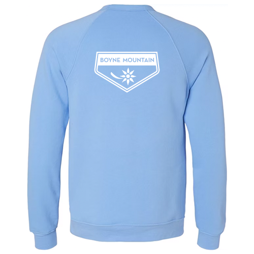 Boyne Mountain Logo 2 White Ink -- Crewneck Sweatshirt Carolina Blue