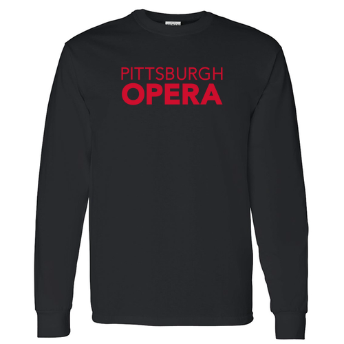 Gildan Longsleeve Tee -- Black/Red Print