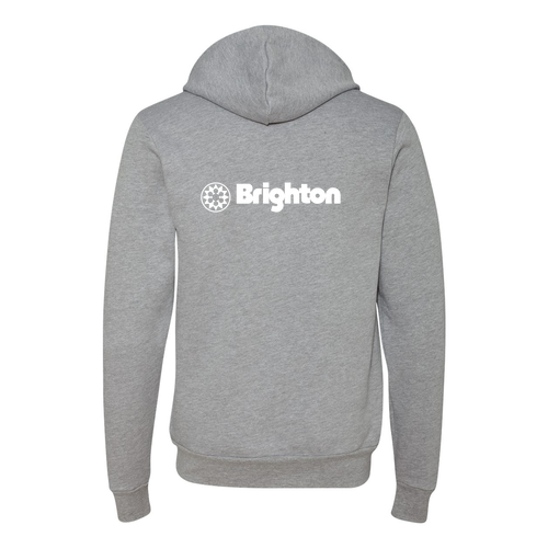 Brighton Logo 2 White Ink -- Pullover Hooded Sweatshirt Athletic Heather