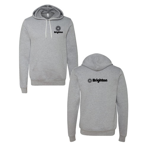 Brighton Logo 2 Black Ink -- Pullover Hooded Sweatshirt Athletic Heather