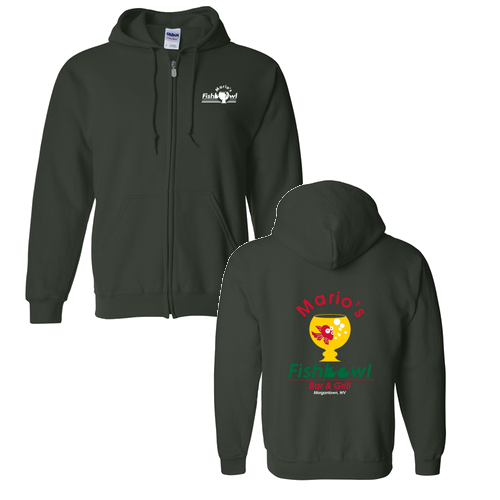 Full Zip Hooded Sweatshirt -- Forest Green