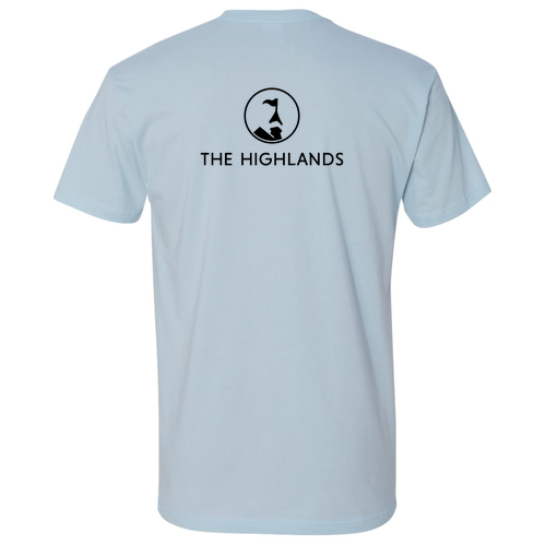 The Highlands Logo 2 Black Ink -- Short Sleeve Light Blue