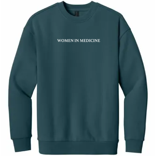 Embroidered Women In Medicine District V.I.T. Heavyweight Fleece Crew -- Deep Cyan