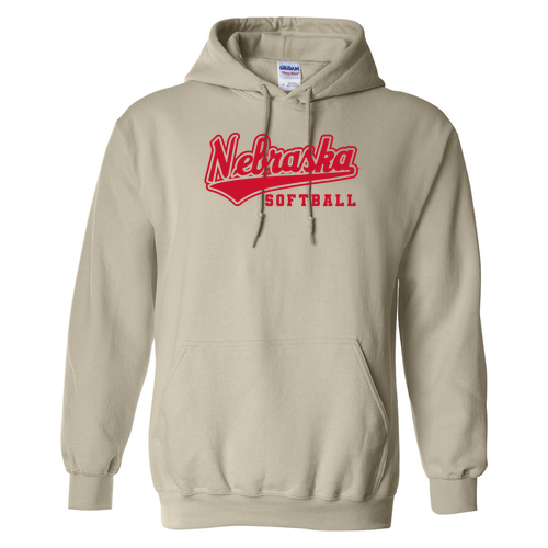 Nebraska Softball Adult Hooded Sweatshirt -- Sand