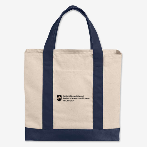 Port Authority Ideal Twill Two-Tone Shopping Tote -- Natural / Navy