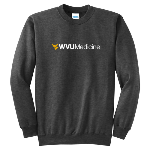 Screen Printed Port and Company Classic Crewneck Sweatshirt -- Dark Heather Grey