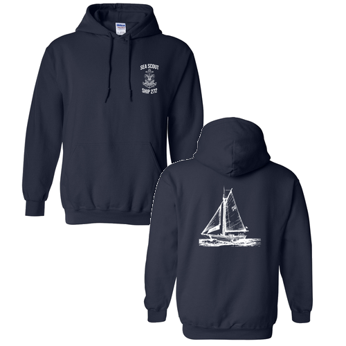 Gildan Heavy Blend Hooded Sweatshirt -- Navy (White INK)