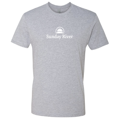 Sunday River Logo 1 White Ink --Short Sleeve Heather Grey