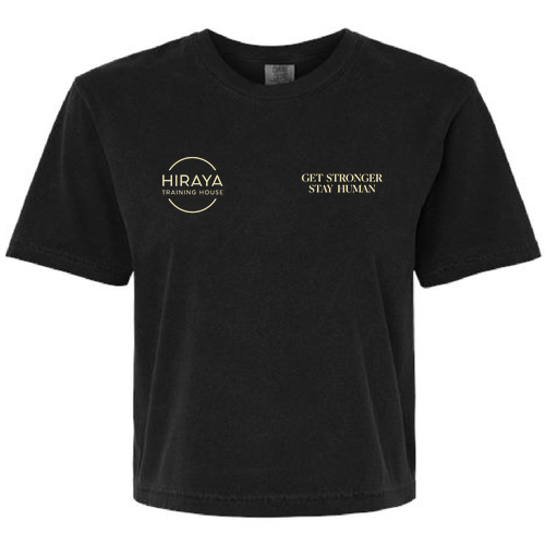 Get Stronger, Stay Human Women's Crop Tee -- Black