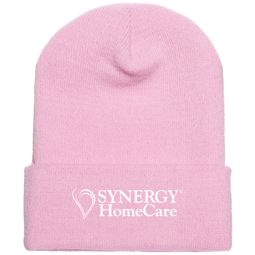 Yupoong Knit Hat with Cuff -- Baby Pink