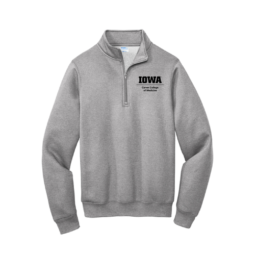 Embroidered Left Chest Logo Port and Company Core Fleece Quarter-Zip Pullover Sweatshirt -- Athletic Heather