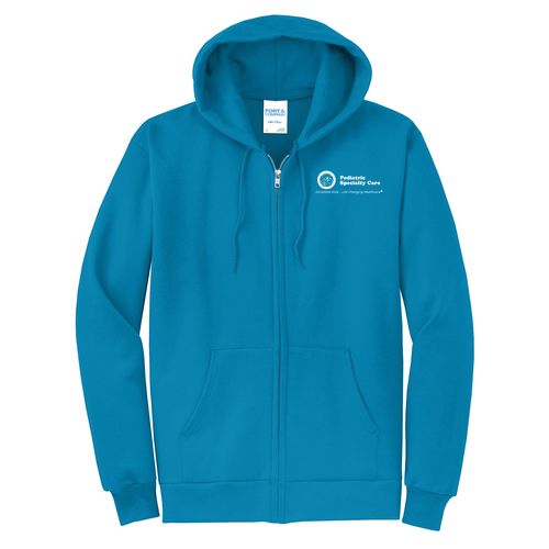 Port and Company Classic Full Zip Hooded Sweatshirt -- Neon Blue