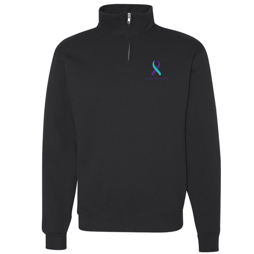 Mens/Unisex Suicide Awareness Jerzees Quarter Zip Sweatshirt -- Black
