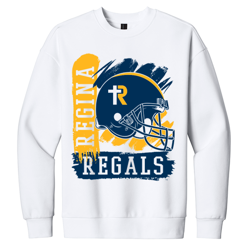 Regina 90s Big Print District V.I.T. Heavyweight Fleece Crew -- White