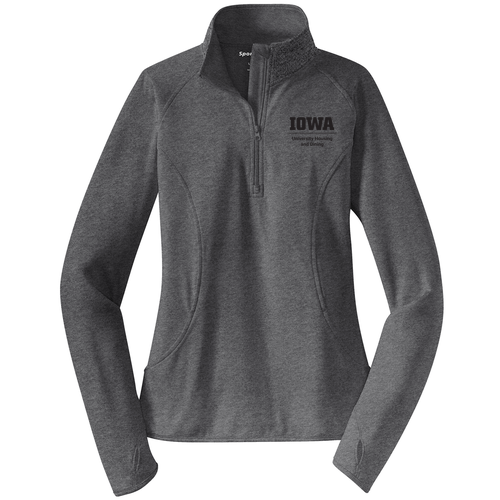 Sport Tek Ladies Sport Wick Stretch Half Zip Pullover -- Charcoal Grey Heather