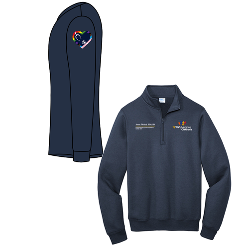 Gender Care Heart Port and Company Core Fleece Quarter-Zip Pullover Sweatshirt -- Navy