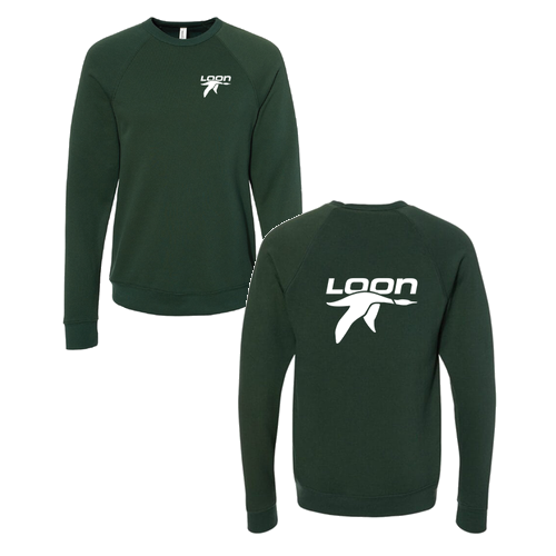 Loon Logo 2 White Ink -- Crewneck Sweatshirt Forest