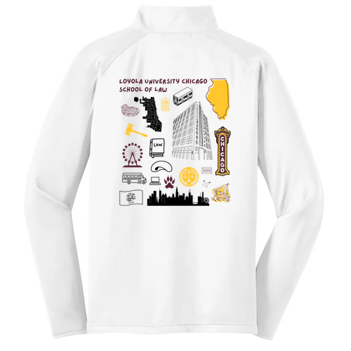 Chicago collage 1/4 zip -- White