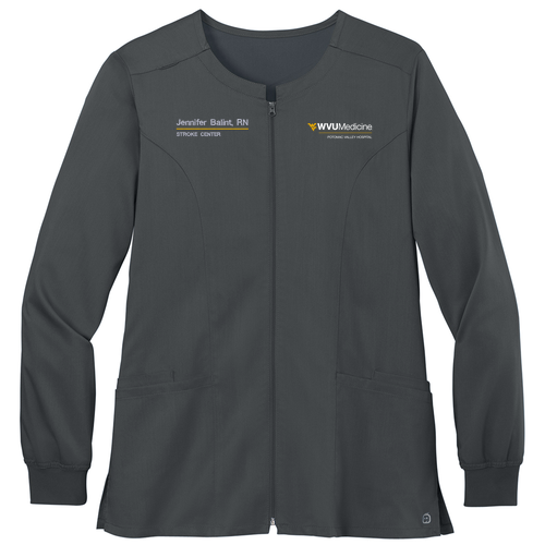 Wonderwink Womens Premiere Flex Full-Zip Scrub Jacket -- Pewter