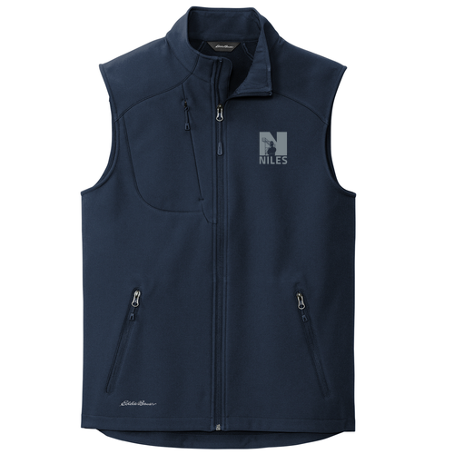 Mens/Unisex Eddie Bauer Stretch Soft Shell Vest -- River Blue Navy, NPS Logo, 20 Points
