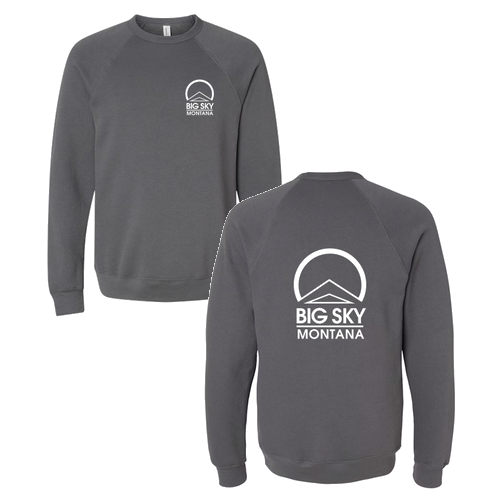 Big Sky Montana Logo 2 White Ink -- Crewneck Sweatshirt Asphalt