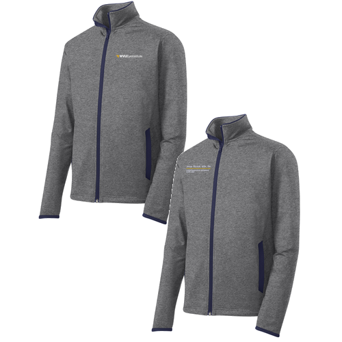 Sport-Tek Sport Wick Stretch Contrast Full Zip Jacket -- Charcoal Grey Heather / True Navy