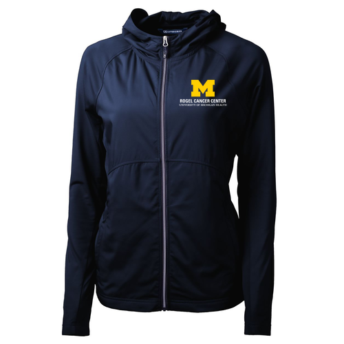 Women's Cutter & Buck Adapt Recycled Soft Knit Stretch Hybrid Full Zip Jacket -- Navy Blue