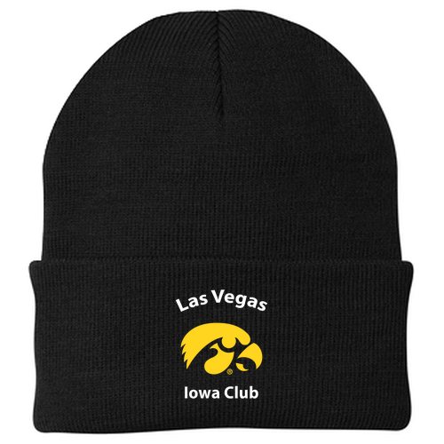 Embroidered Port and Company Knit Hat with Cuff -- Black