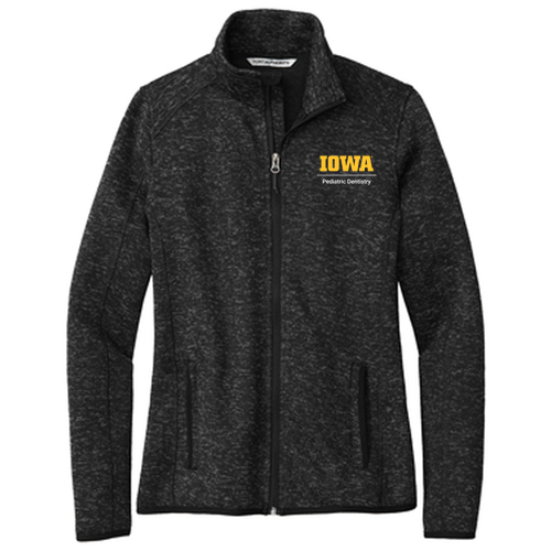 Embroidered Port Authority Ladies Sweater Fleece Jacket -- Black Heather