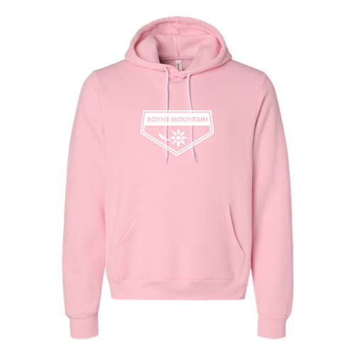 Boyne Mountain Logo 1 White Ink -- Pullover hooded sweatshirt Pink