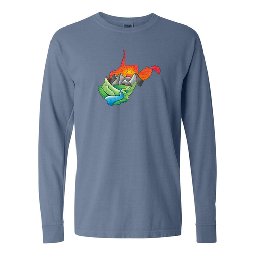 Comfort Colors Ringspun Long Sleeve Tee -- Washed Denim