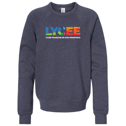 Bella Canvas Youth Sponge Fleece Raglan Sweatshirt -- Heather Navy