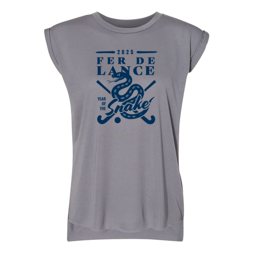 Ladies Bella Canvas Soft Flowy Muscle Tee with Rolled Cuff -- Storm