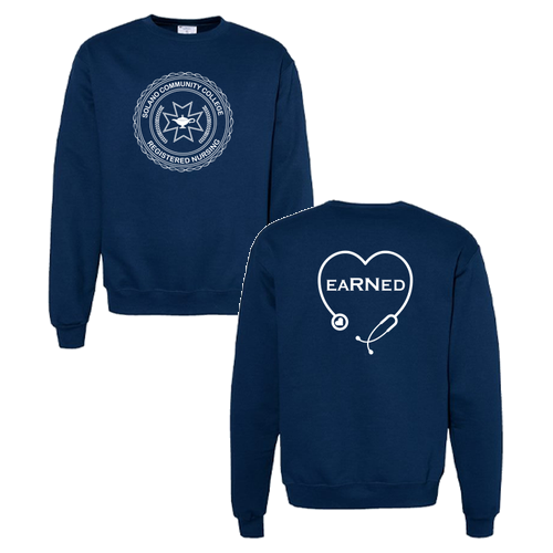 "Earned" Champion Powerblend Crewneck Sweatshirt -- Late Night Blue
