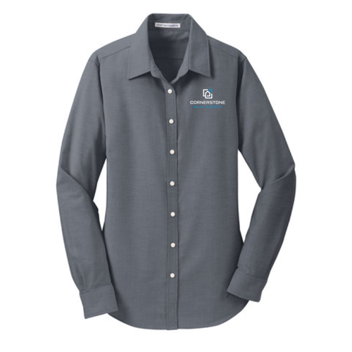 Port Authority Ladies Super Pro Oxford Shirt -- Black