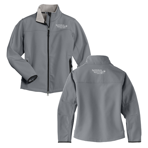 Port Authority Ladies Glacier Soft Shell Jacket -- Smoke Grey / Chrome