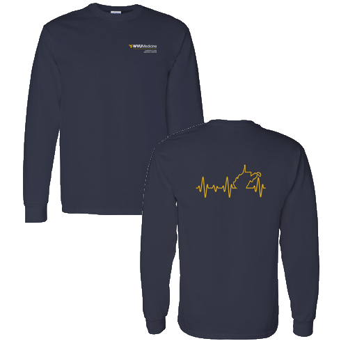 Screen Printed Gildan Heavy Cotton Longsleeve Basic T-Shirt -- Navy
