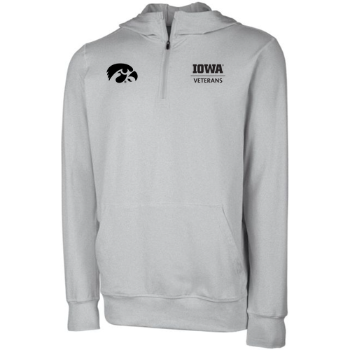 Embroidered Charles River Men's Pulse Performance Quarter Zip Hoodie -- Light Grey Heather