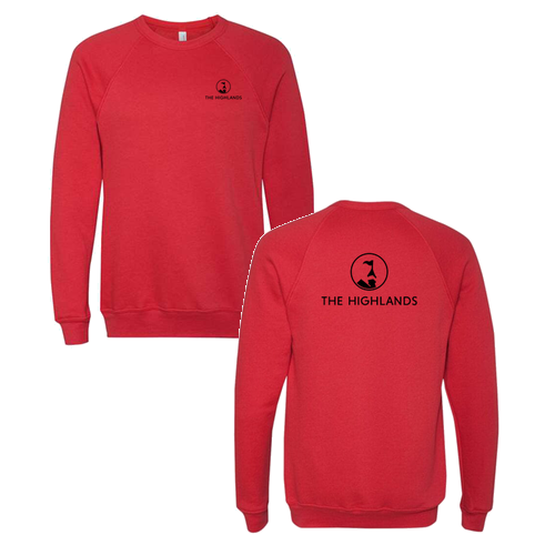 The Highlands Logo 2 Black Ink -- Raglan Sweatshirt Red