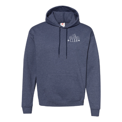 Hanes 7.8 Oz., 50/50 Comfort Blend Fleece Pullover Hood Adult -- Heather Navy