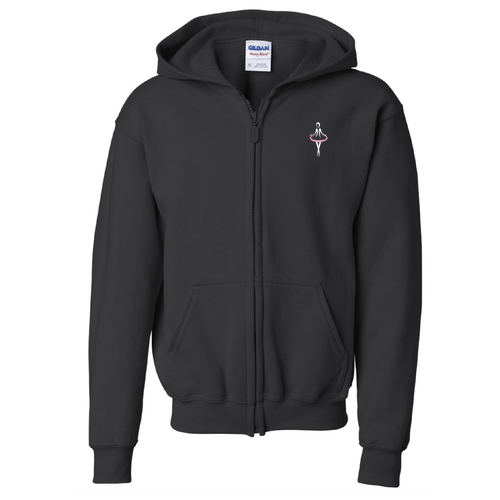 Youth Gildan Full Zip Hooded Sweatshirt -- Black