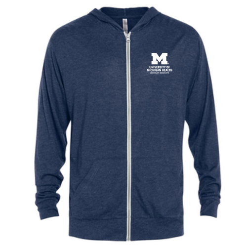 Mens/Unisex Delta Platinum Triblend Full Zip Hoodie -- Navy Heather