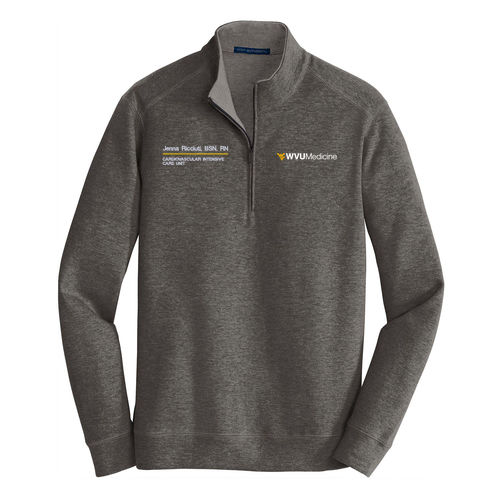 Port Authority Interlock 1/4-Zip -- Charcoal Heather / Medium Heather Grey
