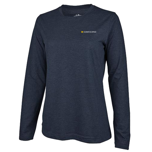 Ladies Charles River Comfort-Core Long-Sleeve Crew -- Navy