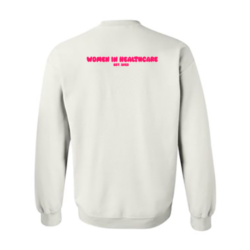 Pink WIH Gildan Heavy Blend Crew Neck Sweatshirt -- White