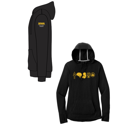 Sport-Tek Ladies PosiCharge Tri-Blend Wicking Fleece Hooded Pullover -- Black Triad Solid