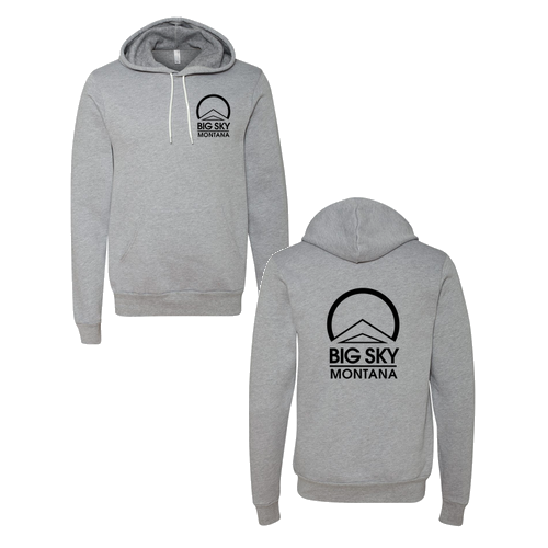 Big Sky Montana Logo 2 Black Ink -- Pullover Hooded Sweatshirt Athletic Heather