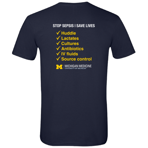 Gildan SoftStyle Fitted T-Shirt -- Navy, Huddle Up Tackle Sepsis