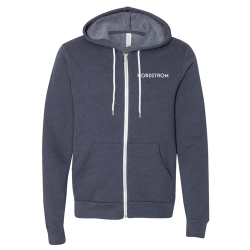 Embroidered Bella Canvas Unisex Full-Zip Hooded Sweatshirt -- Heather Navy