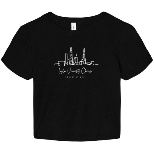Chicago Skyline Baby Tee -- Solid Black Blend
